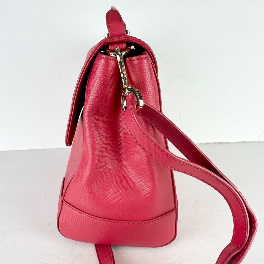Tory Burch Robinson Leather Top Handle Handbag Purse Flap Pink - Picture 9 of 16